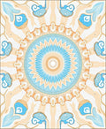 Radial Blue Orange Sunburst Pattern Rug