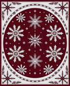 Crimson White Snowflake Mandala Design Rug