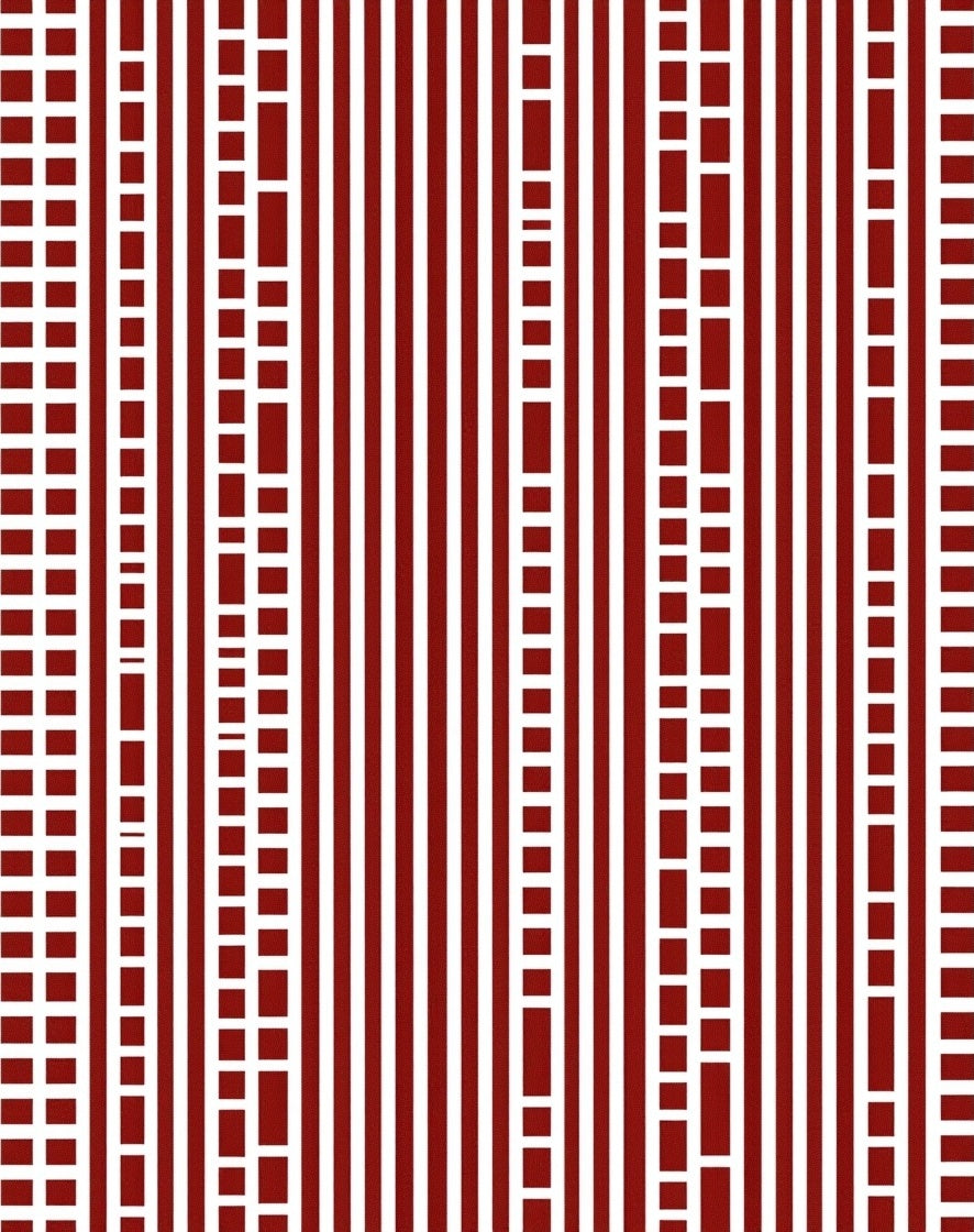 Abstract Red White Vertical Lines Pattern Rug