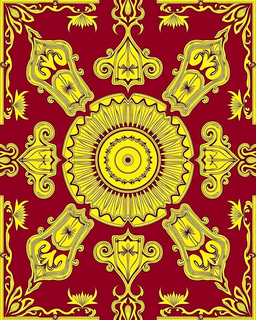 Ornate Floral Sunburst Mandala Rug