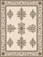 Intricate Floral Bordered Symmetrical Pattern Rug