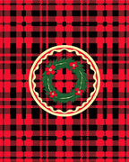 Rustic Red Plaid Wreath Design Rug