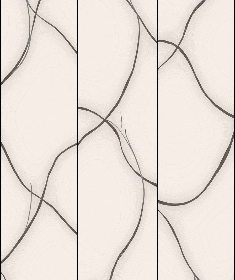 Cream Swirl Abstract Organic Art Rug