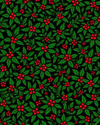Festive Red Holly Berry Green Leaves Rug