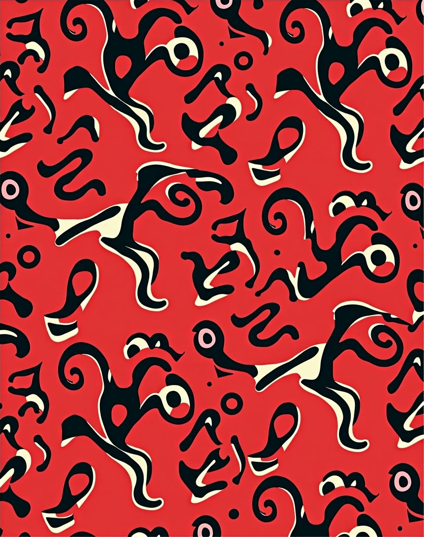 Abstract Swirls Figures Pattern Rug
