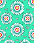Bright Teal Sunburst Floral Pattern Rug