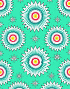 Bright Teal Sunburst Floral Pattern Rug