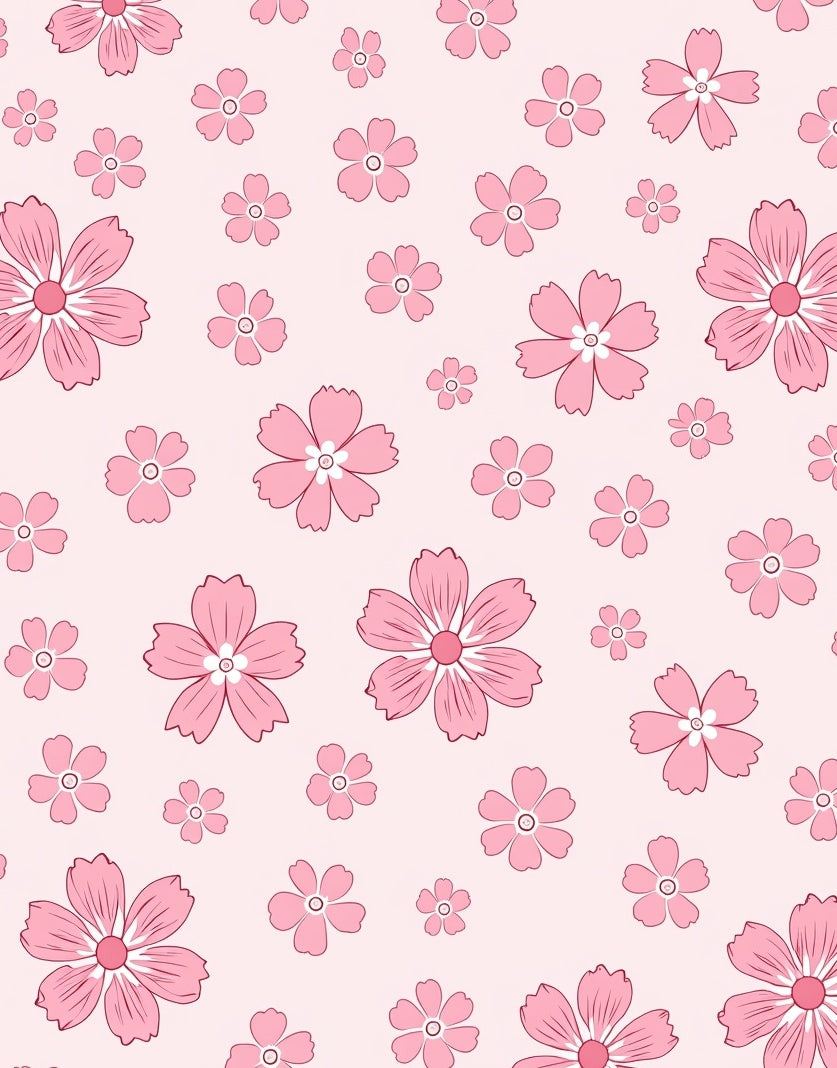 Pink Floral Garden Pattern Rug
