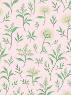 Pastel Pink Green Flora Botanical Rug