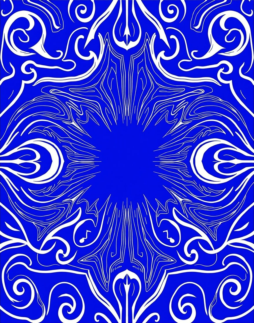 Stylized Starburst Floral And Swirl Rug