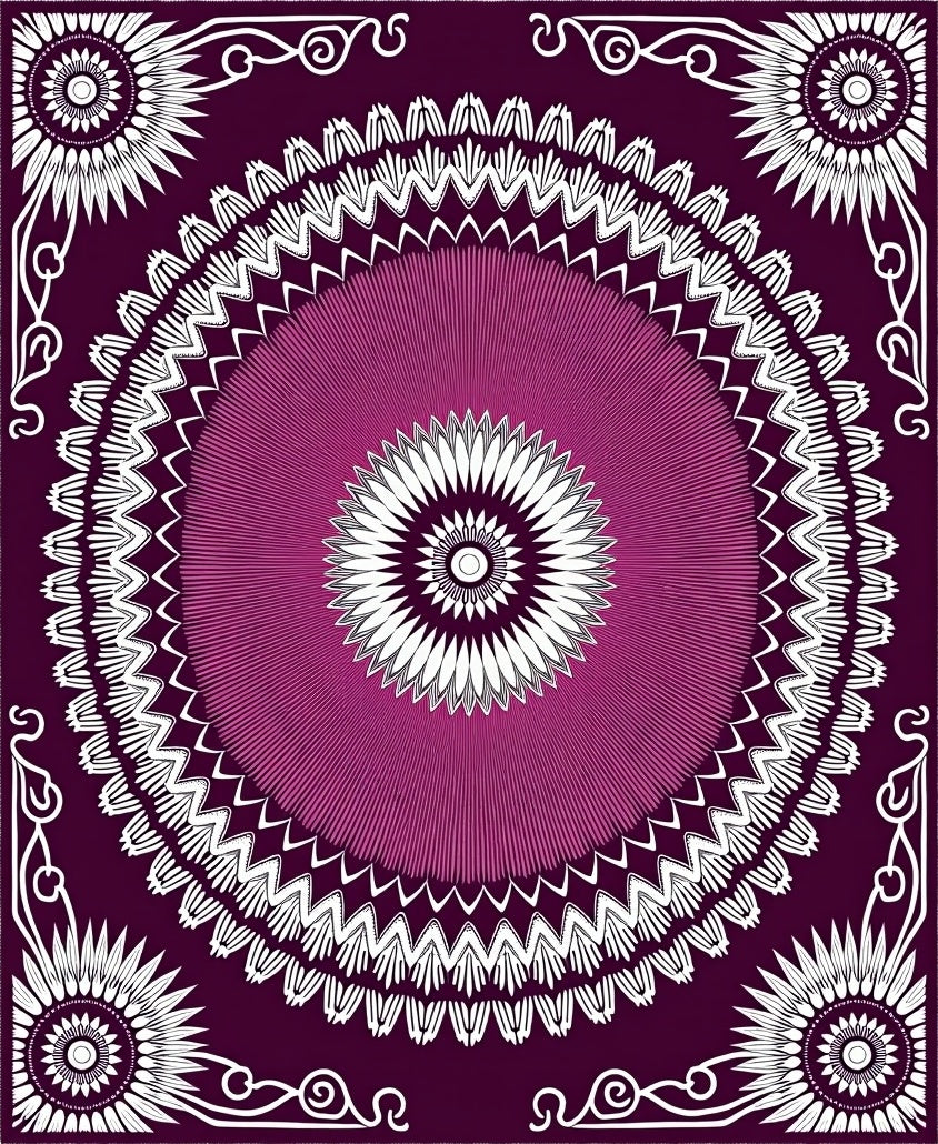 Radiant Pink Sunburst Ethnic Design Rug