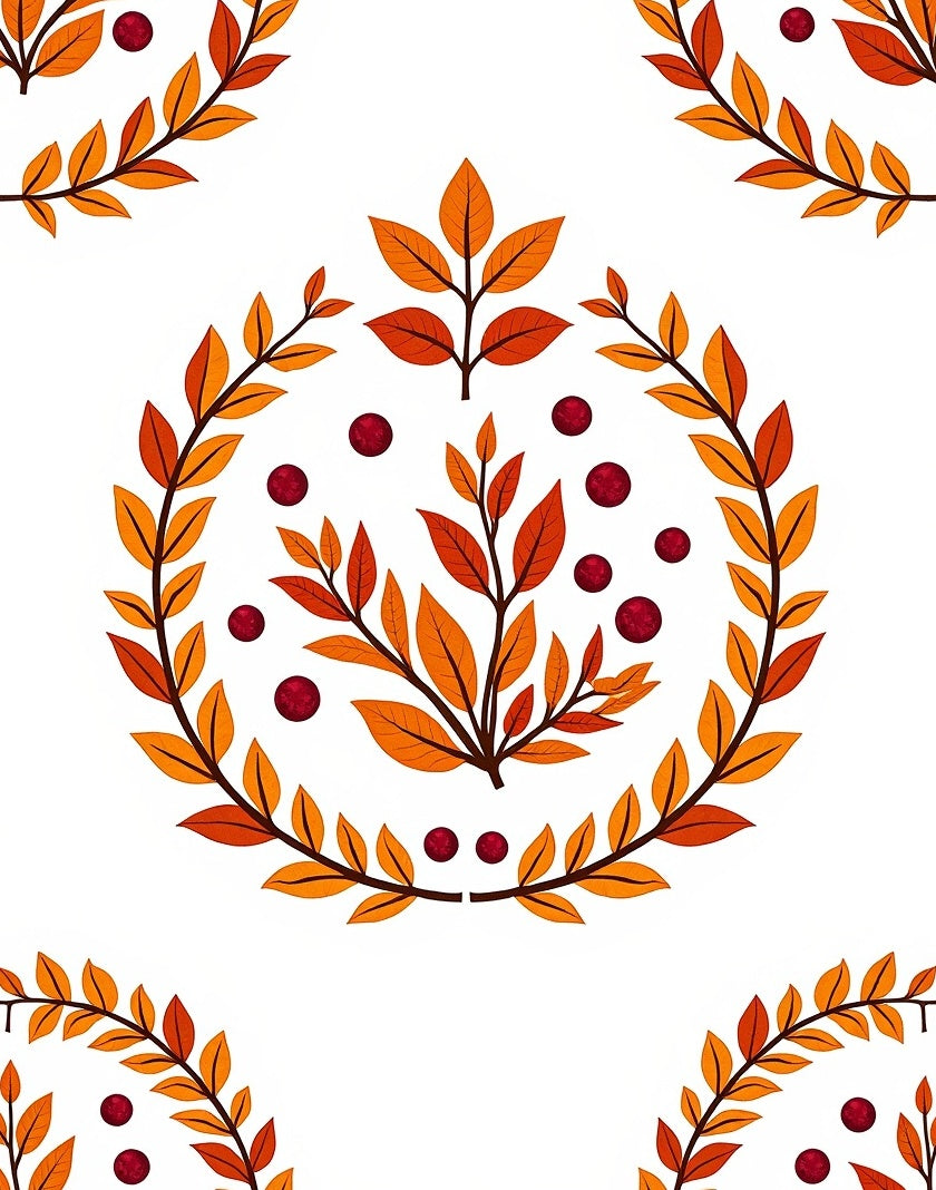 Autumnal Leaf and Berry Wreath Rug
