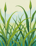 Lush Green Grass Blades Pattern Rug