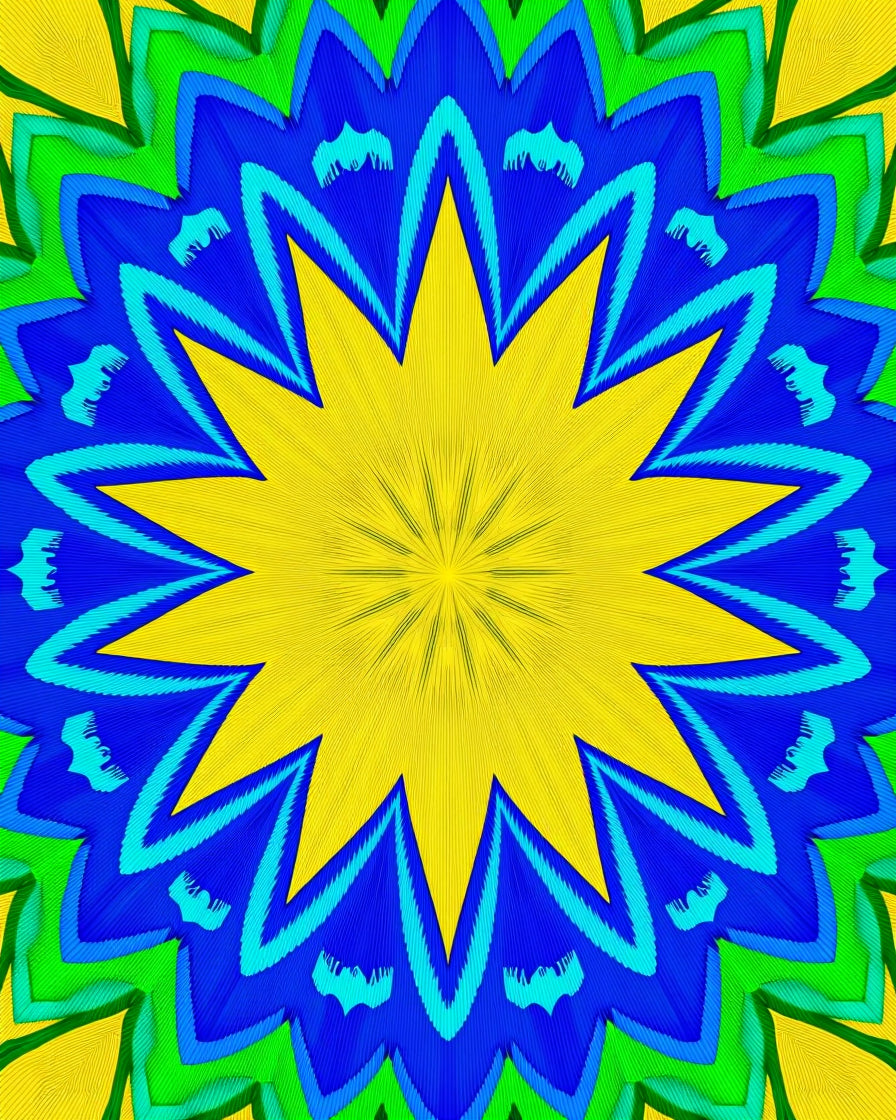 Vibrant Geometric Starburst Mandala Rug