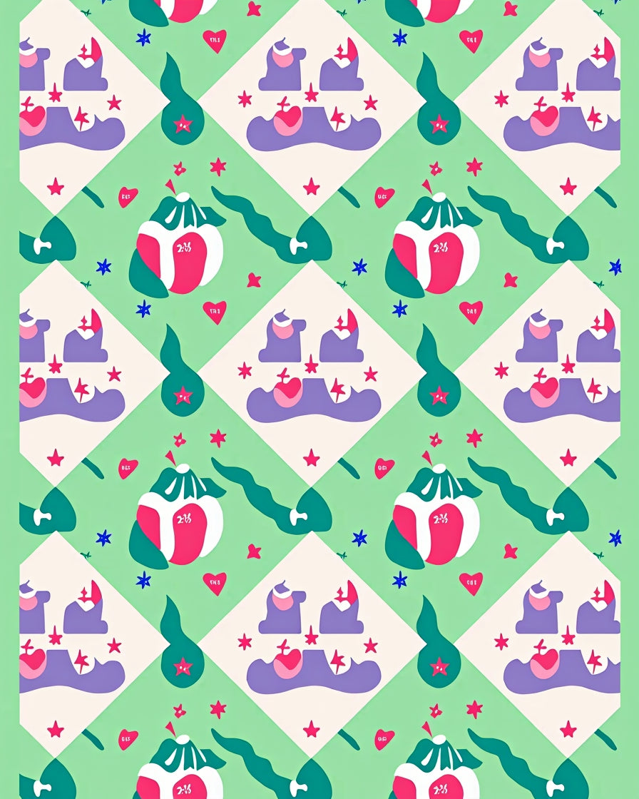 Whimsical Objects Hearts Pattern Rug