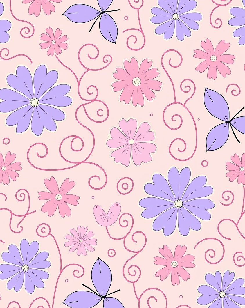 Pastel Floral Swirl Pattern Rug