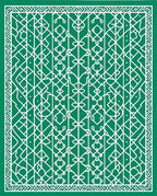 Intricate Green White Geometric Pattern Rug