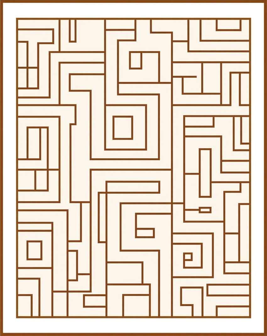 Maze Lines Abstract Geometric Design Rug