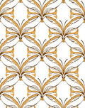 Gold Ochre Interlocking Floral Pattern Rug