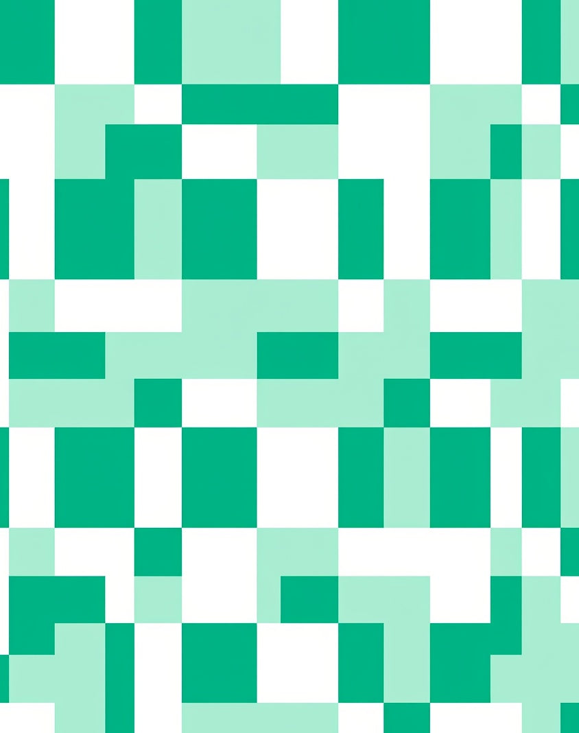 Teal And White Geometric Blocks Rug