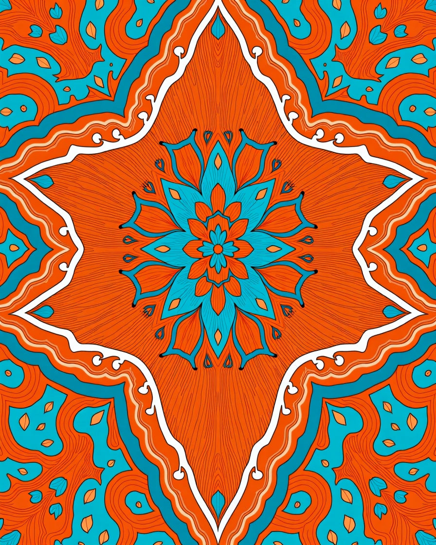 Radiant Floral Mandala Pattern Rug
