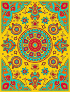 Yellow Mandala Floral Pattern Rug
