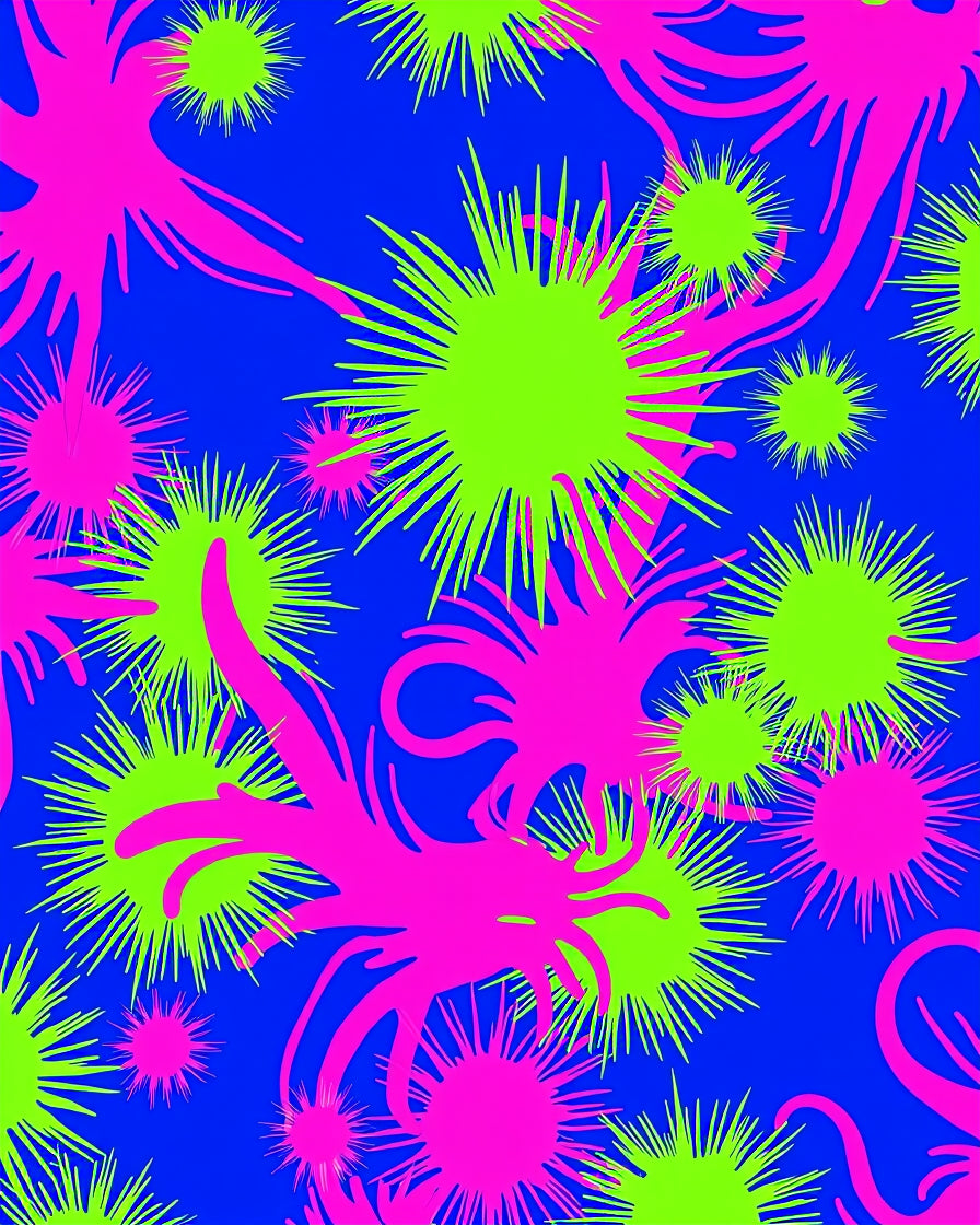 Vibrant Starburst and Spiky Pattern Rug