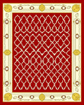 Red Lattice Bordered Decorative Design Rug