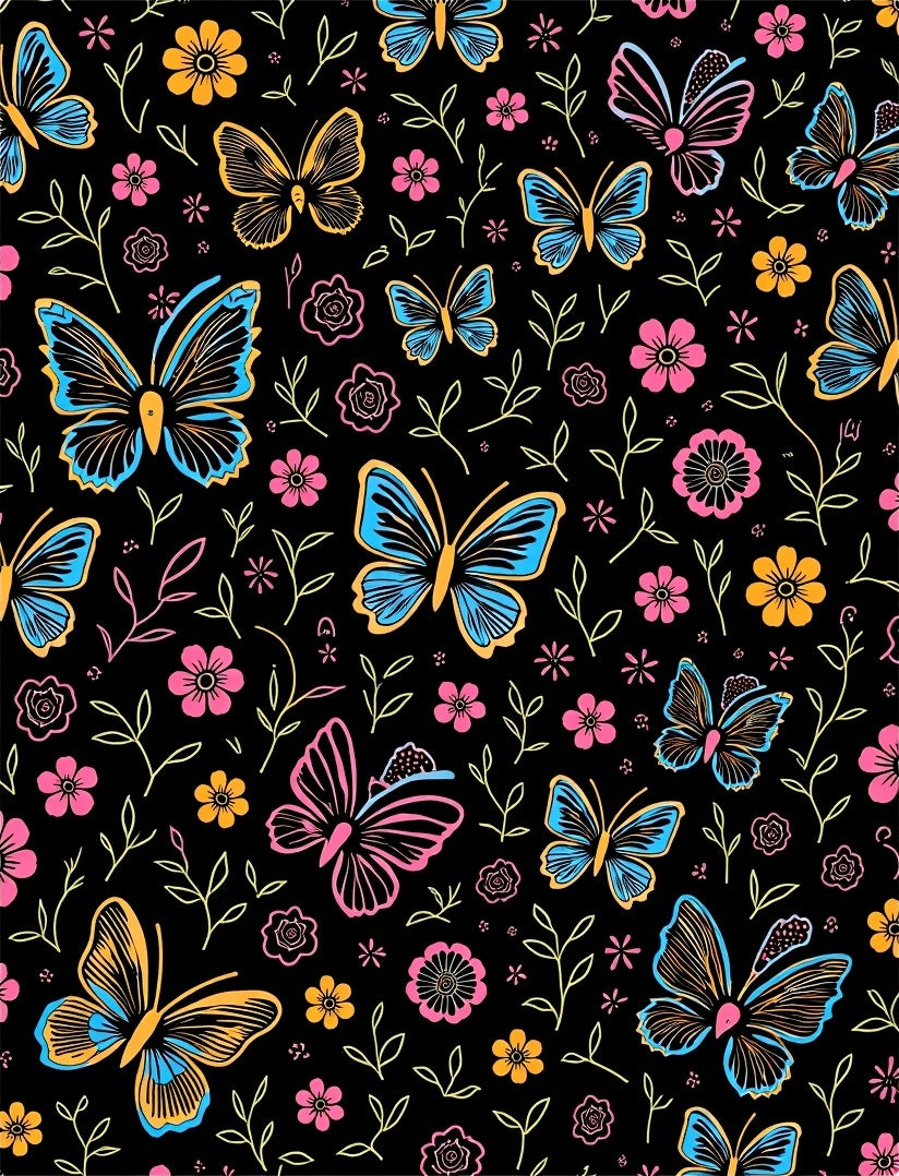 Whimsical Butterflies and Flowers Pattern Rug