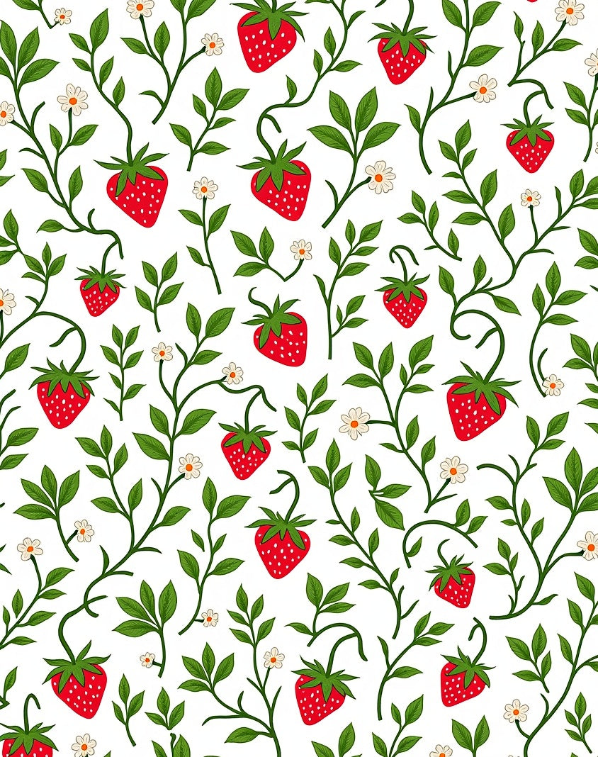 Vining Strawberry Floral Pattern Rug