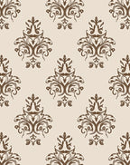 Ornate Damask Brown Classic Pattern Rug