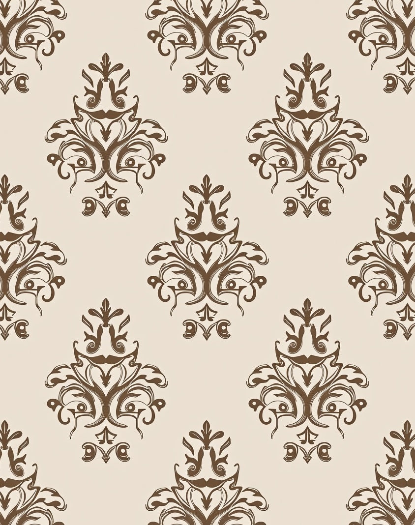 Ornate Damask Brown Classic Pattern Rug