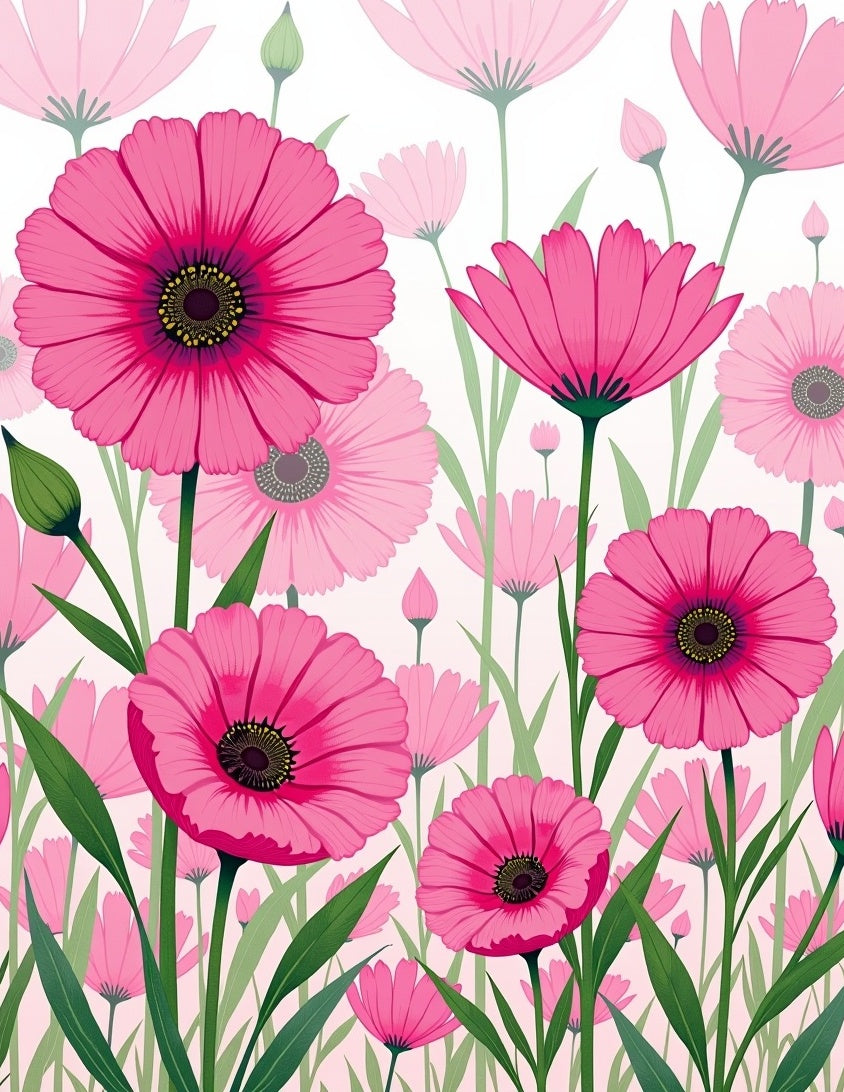 Pink Floral Garden Pattern Rug