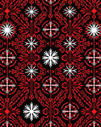 Bold Red White Geometric Pattern Rug