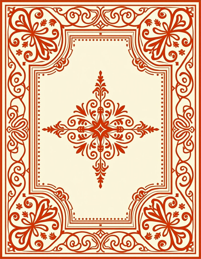 Traditional Red Floral Scrollwork Rug