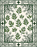Green Leafy Border Pattern Rug