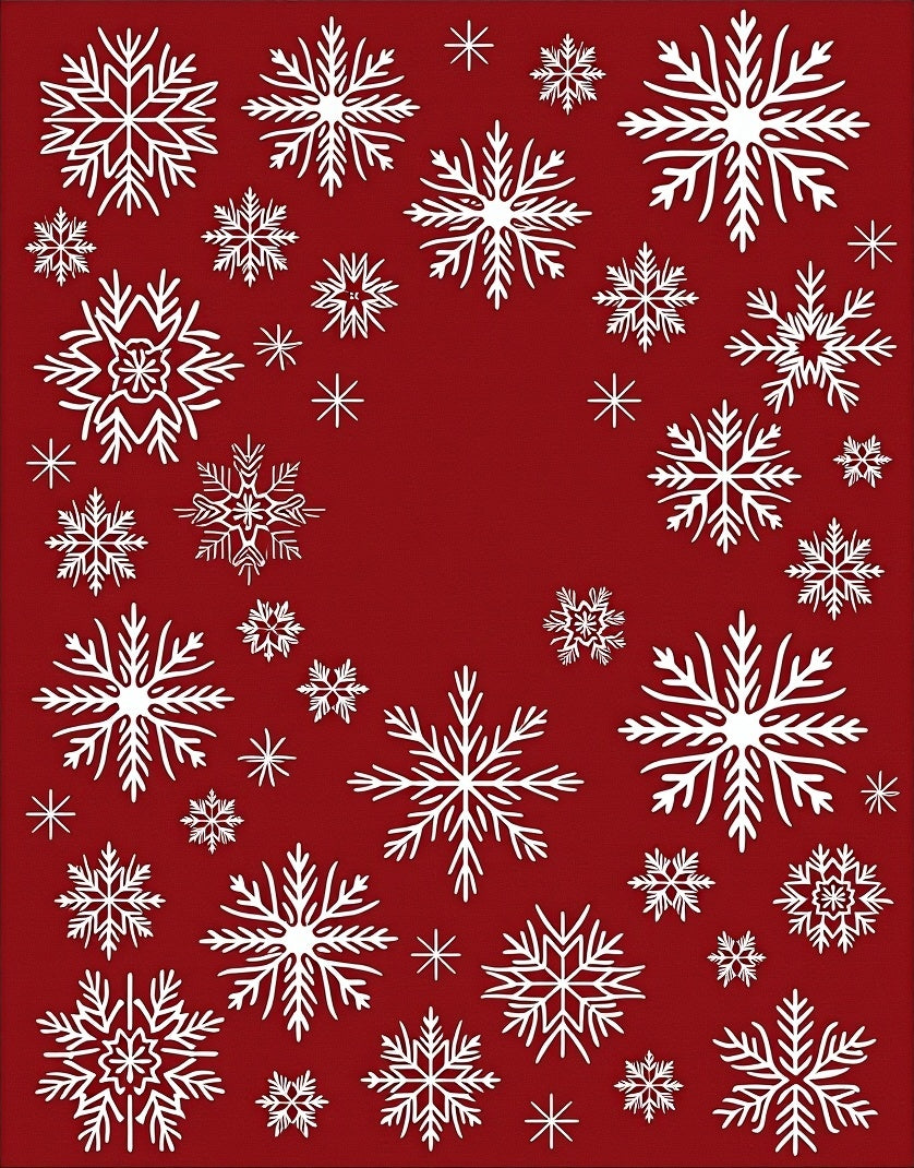 Red White Snowflake Pattern Rug