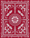 Classic Red Floral Ornate Border Design Rug
