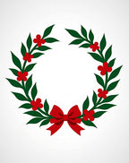 Green Holly Red Berry Festive Wreath Rug