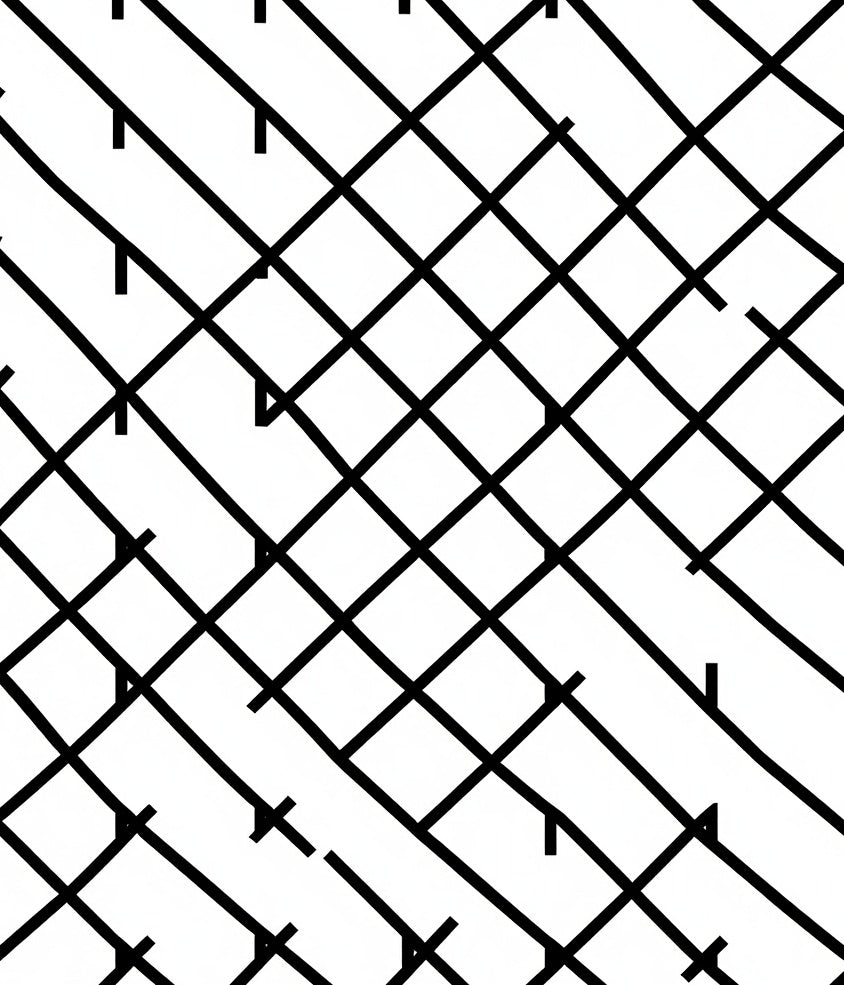 Monochromatic Interlocking Grid Pattern Rug
