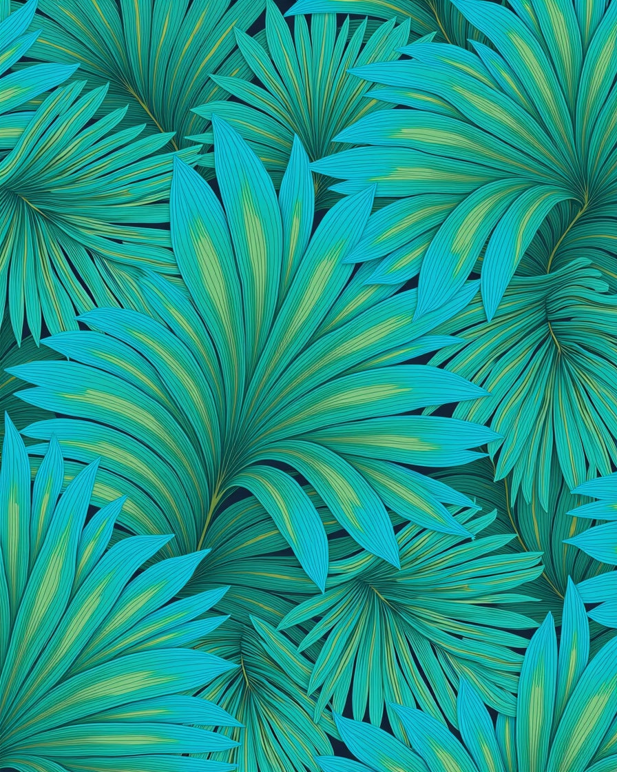 Tropical Leaf Pattern Accent Rug