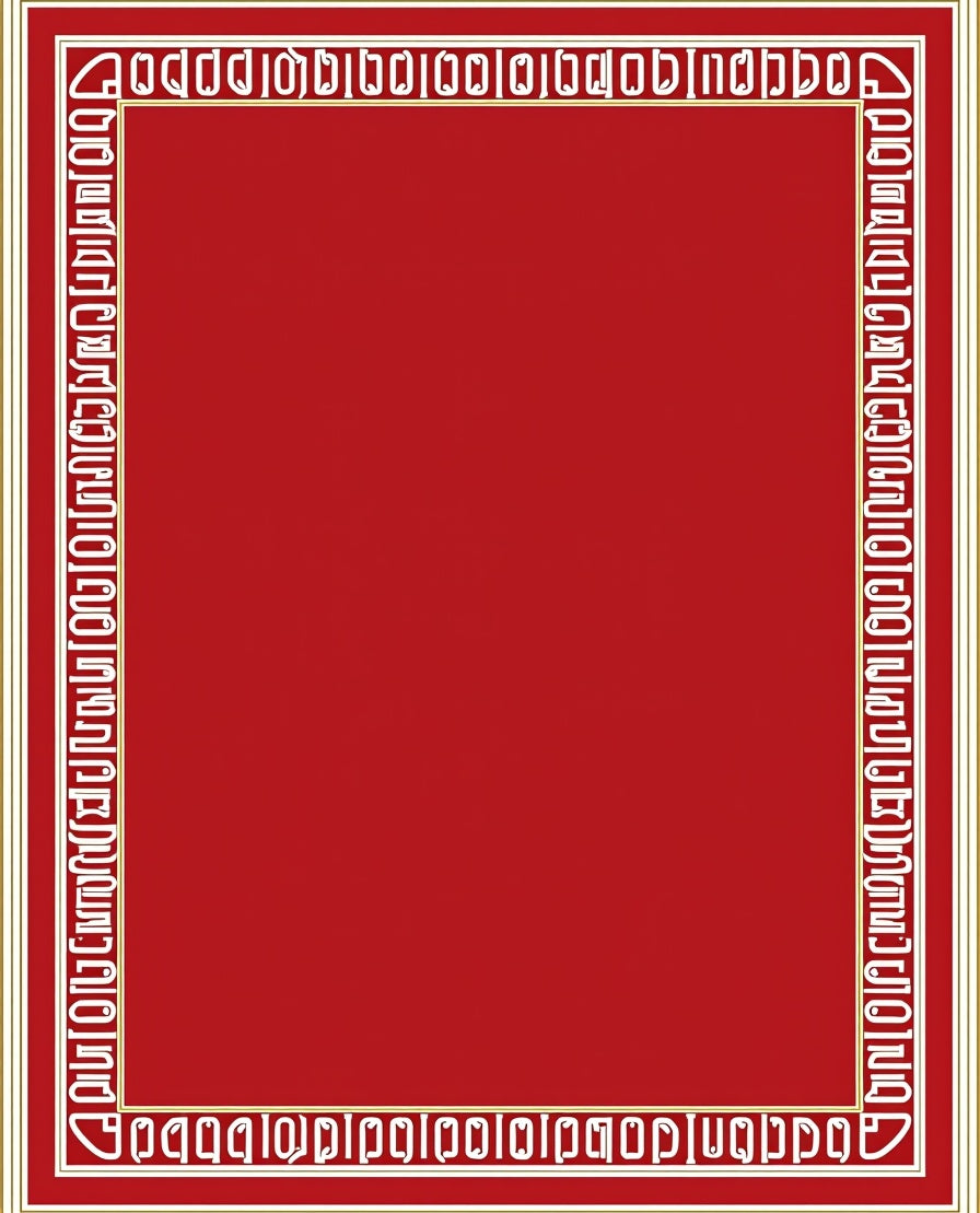 Bold Geometric Red Gold Border Rug