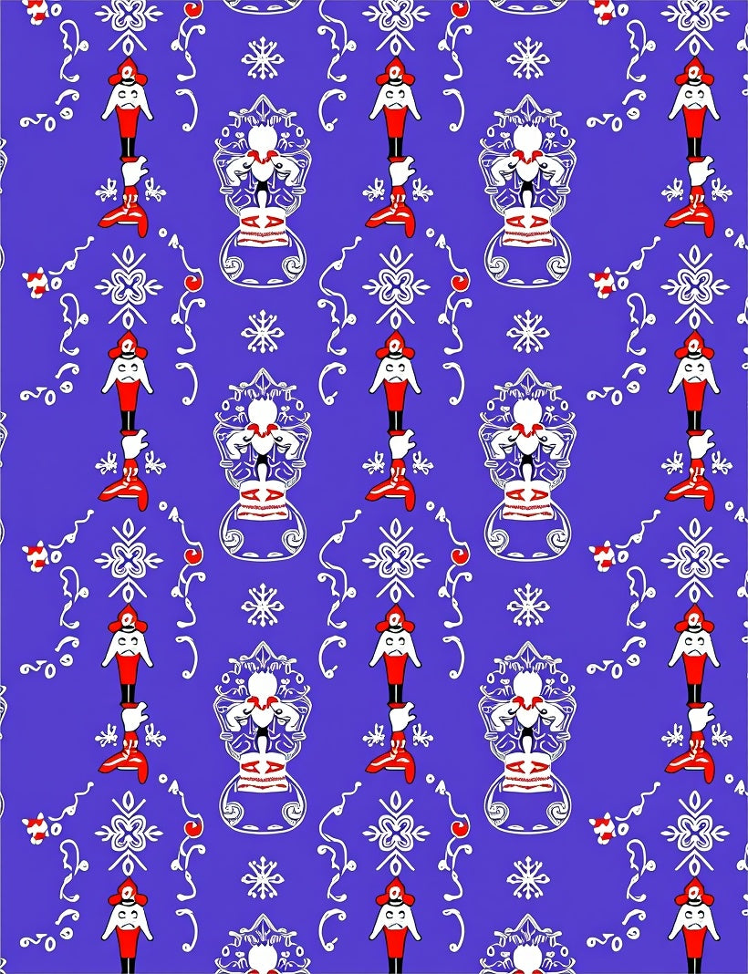Red White Blue Character Pattern Rug