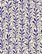 Blue Botanical Vine Pattern Rug
