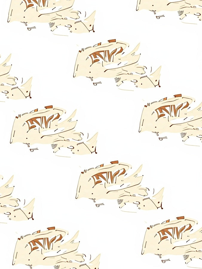 Cream and Brown Abstract Doodles Rug