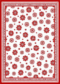 Red Floral All-Over Bordered Rug