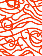Flowing Orange Ribbon Abstract Pattern Rug