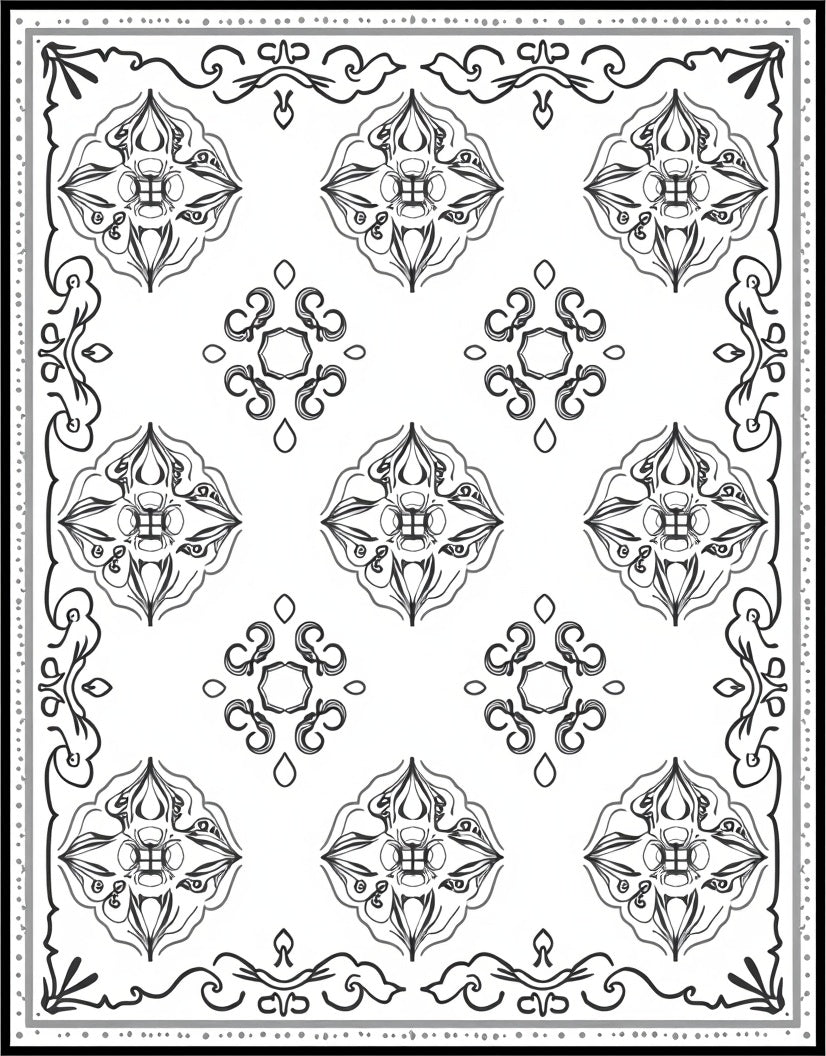 Intricate Scrollwork Floral Pattern Rug
