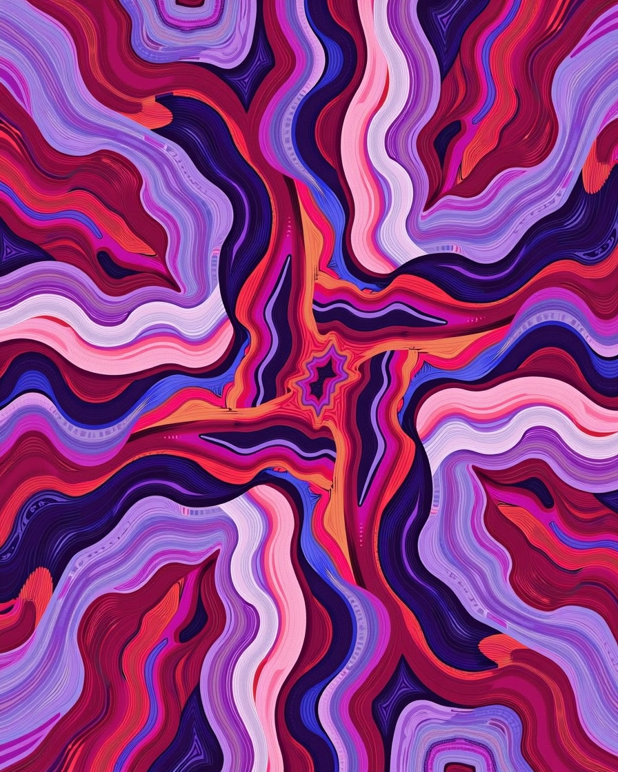 Vibrant Swirling Lines Abstract Art Rug