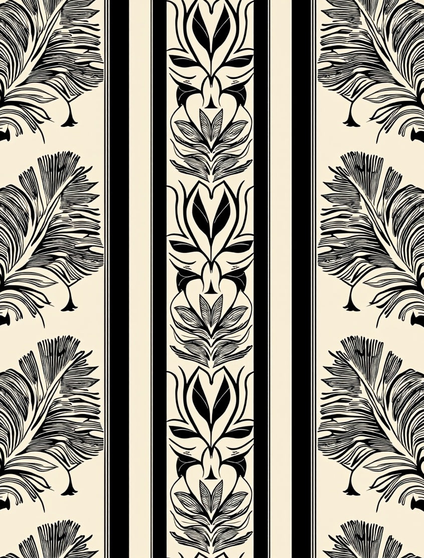 Art Nouveau Feather Stripe Design Rug